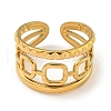 Ion Plating(IP) 304 Stainless Steel Ssquare Chain Open Cuff Ring for Women RJEW-A043-28G-2