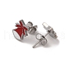 3 Pairs 3 Styles Christmas 304 Stainless Steel Hoop & Studs Earrings Set for Women EJEW-K279-12G-P-4