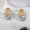 Fashionable Stainless Steel Two Tone Ring Stud Earrings KL7576-3-1