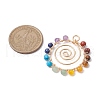 Chakra Mixed Gemstone Copper Wire Wrapped Faceted Pendants PALLOY-JF02745-01-2