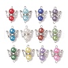 12Pcs 12 Colors Acrylic Imitation Pearl Angel Connetctor Charms with Antique Silver Tone Alloy Wings PALLOY-JF02696-1