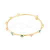 Adjustable Brass Colorful Enamel Evil Eye Open Cuff Bangles for Women BJEW-S147-18G-B-2