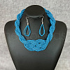Bohemian Style Glass Seed Beaded Multilayer Necklaces & Teardrop Dangle Earrings Sets WGC6644-02-1