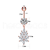 304 Stainless Steel Micro Pave Cubic Zirconia Flower Dangle Belly Rings WG0C7D9-02-2