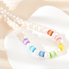 Mother's Day Jewellery Natural Pearl & Acrylic Column Beaded Necklaces NJEW-C070-03-3