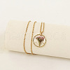 Alloy & Plastic Inner Flower Flat Round Pendant Necklaces FS-WG8915D-16-1
