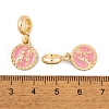Rack Plating Alloy Pink Enamel European Dangle Charms FIND-C055-15G-3