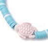 3Pcs 3 Styles Flat Round Handmade Polymer Clay Heishi Beaded Stretch Bracelets BJEW-JB11715-5
