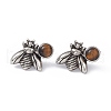 Natural Tiger Eye Bee Stud Earrings EJEW-C016-01AS-04-2