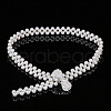 Alloy & Acrylic Imitation Pearl Beaded Elastic Chain Belts WG979C0-19-1