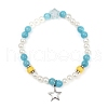 Dyed Round Natural Malaysia Jade with ABS Plastic Pearl Beaded Stretch Bracelets for Women BJEW-JB11643-01-2