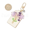 Flower Natural Amethyst & Lemon Jade & Synthetic Turquoise & Cherry Quartz Glass Chip Pendant Decorations HJEW-JM03239-3