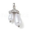 Rack Plating Brass Micro Pave Clear Cubic Zirconia with ABS Plastic Pearl Pendants KK-G515-57P-1