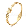 Butterfly Vacuum Plating 304 Stainless Steel Rhinestone Bangles for Women BJEW-F474-23G-1
