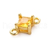 Brass Cubic Zirconia Rhombus Connector Charms KK-F894-12G-01-2
