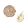 2Pcs 2 Colors Natuarl Cowrie Shell Vortex Copper wire Warpped Pendants PALLOY-JF03319-2