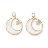 Rack Plating Brass Micro Pave Clear Cubic Zirconia Pendants ZIRC-CJC0001-01G-1