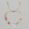 Initial Letter Natural Pearl Braided Bead Bracelet LO8834-15-1