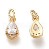 Brass Micro Pave Clear Cubic Zirconia Charms KK-F820-15C-G-2
