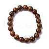 Wood Round Beads Stretch Bracelets for Men Women BJEW-U041-01-4