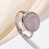 Half Round Natural Rose Quartz Finger Rings RJEW-M062-01P-17-1