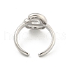 Brass Letter Open Cuff Rings for Women RJEW-G313-01G-P-3