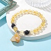 Natural Yellow Quartz Beaded Stretch Bracelets BJEW-JB10070-04-4