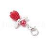 10Pcs Glass Pearl & Resin Flower Rose Angel Pendant Decorations HJEW-JM03121-5