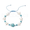 2Pcs Dyed Synthetic Turquoise & Magnesite Bead Braided Bead Bracelets for Women BJEW-JB11532-3