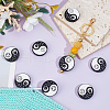  8Pcs Round with Sun and Moon Food Grade Eco-Friendly Silicone Focal Beads  SIL-NB0001-46-4