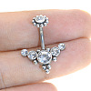 Stainless Steel Cluster Clear Cubic Zirconia 15 Gauge Belly Button Rings WG1C102-02-1