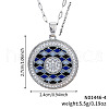 Bohemian Style Brass Blue & Black Enamel Grid Sun Pendant Necklace with Clear Cubic Zirconia JF9651-2-1