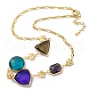 Faceted Triangle & Round & Rectangle Glass Beads Bib Necklaces NJEW-R263-18G-1