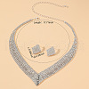 Rhombus Alloy Rhinestone Chain Necklaces & Stud Earrings Sets FS-WG17625-01-4