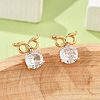 Owl Brass Micro Pave Cubic Zirconia Stud Earrings for Women EJEW-G428-10G-01-1