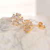 Flower Brass Cubic Zirconia Stud Earrings JA7036-1-1