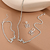 Butterfly Alloy with Crystal Rhinestone Pendant Necklace & Hoop Earring & Link Bracelet FS-WG7F609-01-3