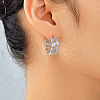 Exquisite Brass Clear Cubic Zirconia Teardrop Hoop Earrings FZ4597-1-2