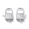 Brass Micro Pave Clear Cubic Zirconia Lobster Claw Clasps ZIRC-Q024-21P-2