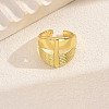 Geometric Wide Face Brass Adjustable Cuff Rings for Women CW8589-2