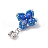 Dyed Synthetic Imperial Jasper & Glass Seed Beaded Star European Dangle Charms PALLOY-MZ00693-03-4