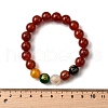 Natural Carnelian Round Beaded Bracelets BJEW-M110-03B-5