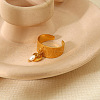 Oval & Heart 304 Stainless Steel with Plastic Pearl Adjustable Open Cuff Rings FS-WG08637-01-4