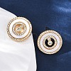 Flat Round Brass Micro Pave Cubic Zirconia Stud Earrings KK-D363-15G-1