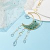 Wire Wrapped Natural Green Aventurine Chip & Brass Moon Pendant Decorations HJEW-JM01504-05-3