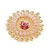 304 Stainless Steel and Resin Flower Pendants STAS-R170-03G-02-2