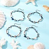 4Pcs Natural & Synthetic Gemstone Chip Beads & Cowrie Shell Beads Braided Bead Bracelets BJEW-JB11834-1