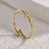 Star 304 Stainless Steel with Crystal Rhinestone Cuff Rings for Women FS-WGC8D6E-02-1