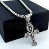 Greek Stainless Steel Ankh Egyptian Hip Hop Cross Pendant Necklaces for Men FC7739-4
