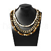Resin Curved Tube & Plastic & Alloy Twisted Chain 3 Layer Necklaces NJEW-Q038-02G-5